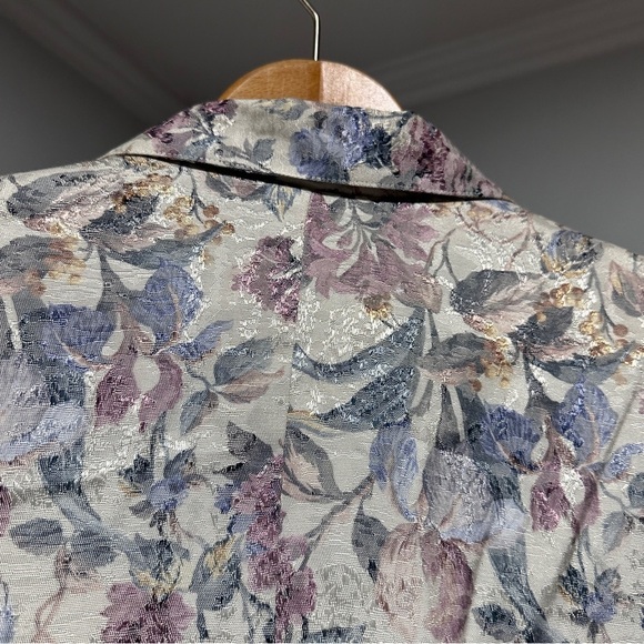 Vintage 80s Pierre Lamonte Floral Metallic Jacquard Blazer Womens Size XL Spring - Picture 10 of 16